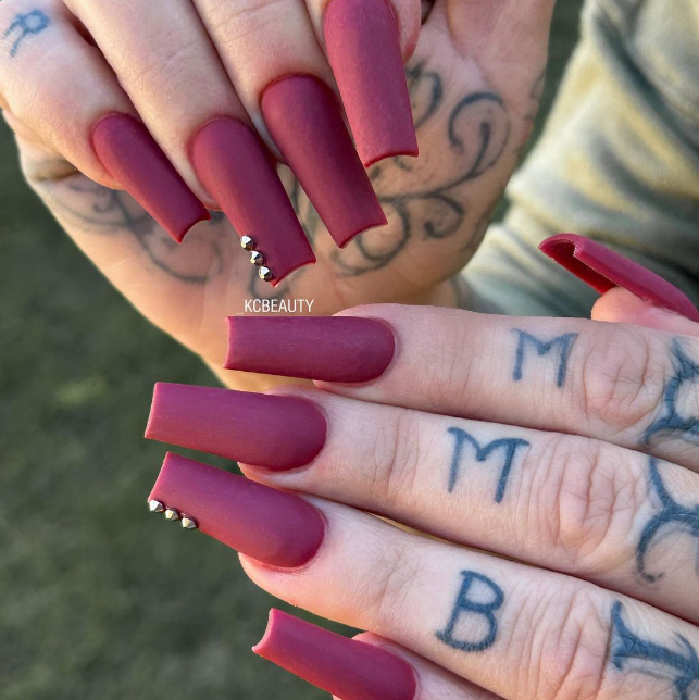 Matte Burgundy Nails