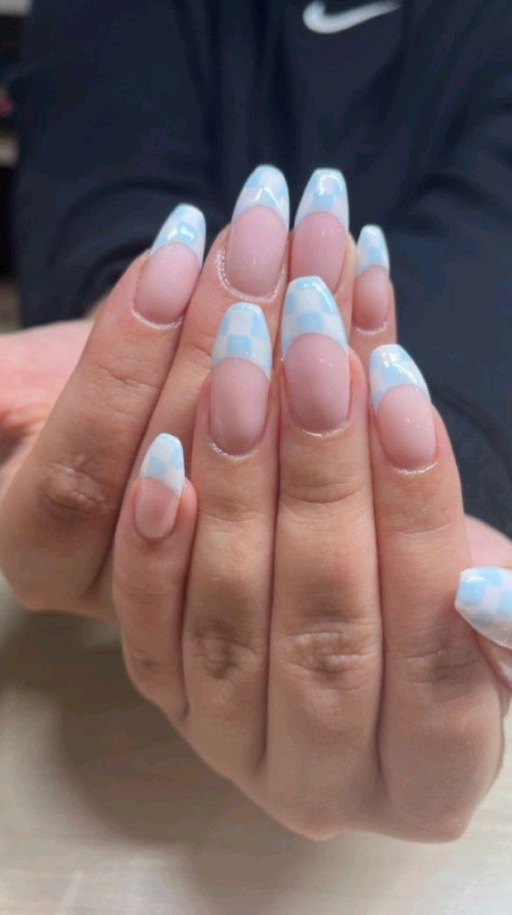 Nail Art Checkered Nails White Nails Short Nails Stylish Nails Fake Nails Designs Lilac Nails