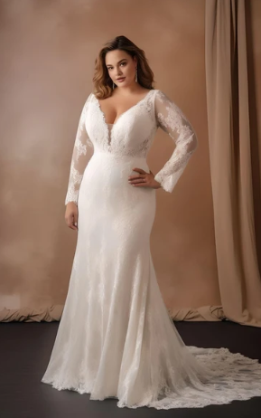 Plus Size White Wedding Dress For Bride