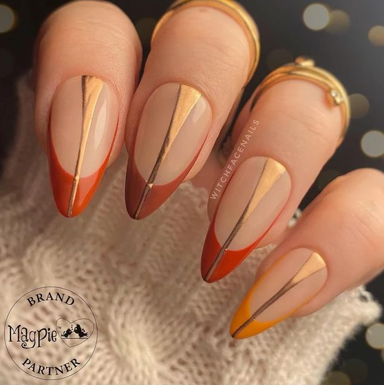 Press On Nails Autumn Press Ons Fall Press On Nails Chic Nails Stylish Nails Almond Nails Chrome Nails Gel Nails Cute Nails