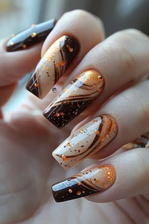 Stunning Fall Birthday Nail Ideas 2024 Almond, Coffin, Short, Acrylic, And More Brown Nails Design Autumn Nails Fall Nail Designs Birthday Nails Stylish Nails Art Nail Designs