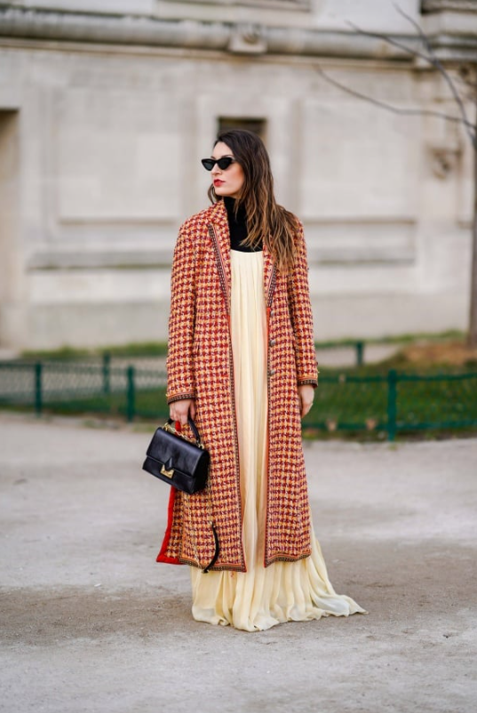 Turtleneck Under Dress   Plaid Coat Over A Long Single Piece Dress Ideas