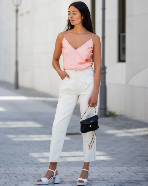 V Neck Blouse With Tapered Pants