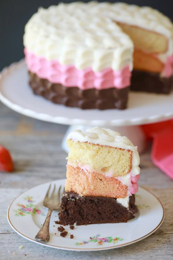 3 Layer Neapolitan Cake Cake Recipes Neapolitan Cake Easy Cake Recipes Cake Savoury Cake Easy Cake