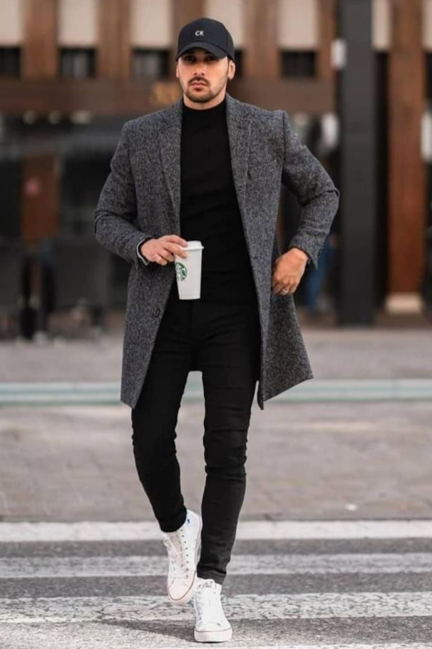 Bespoke Man Grey Long Coat Tweed Overcoat Long Trench Coat Man New Jacket Winter Jacket Long Jacket Tweed Customized Coat Christmas Gift Winter Outfits  Business Casual