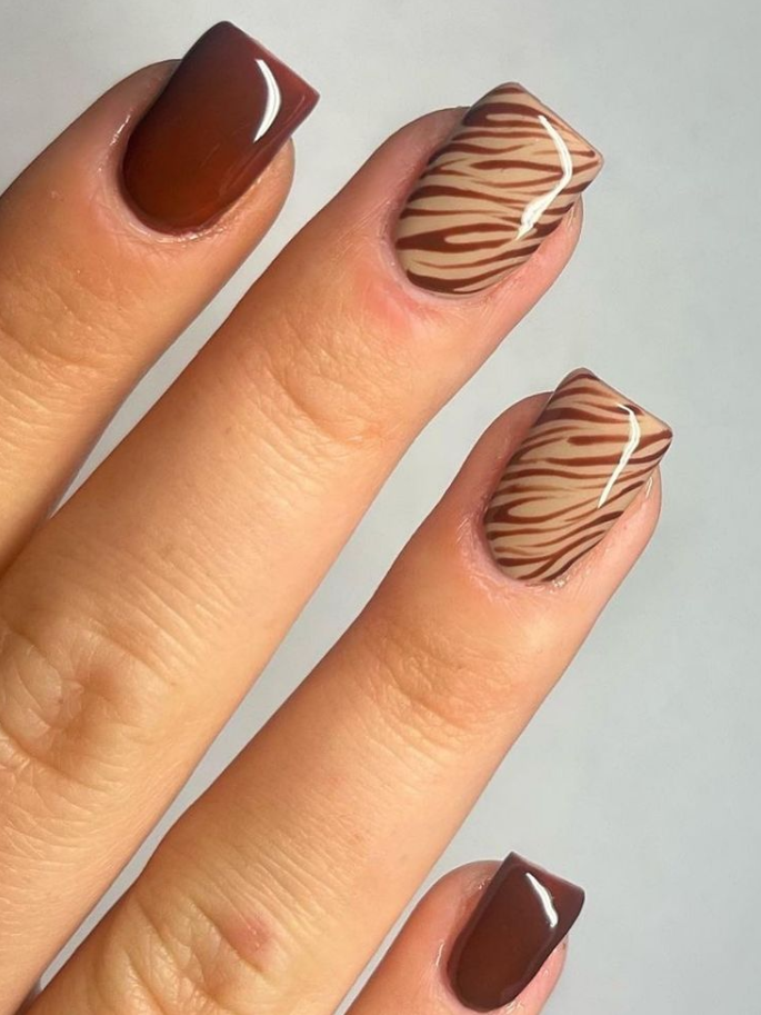 Brown Nail Designs & Ideas Trendiest Looks To Try Fall Gel Nails Brown Nails Design Beige Nails Simple Nails Trendy Nails Nails