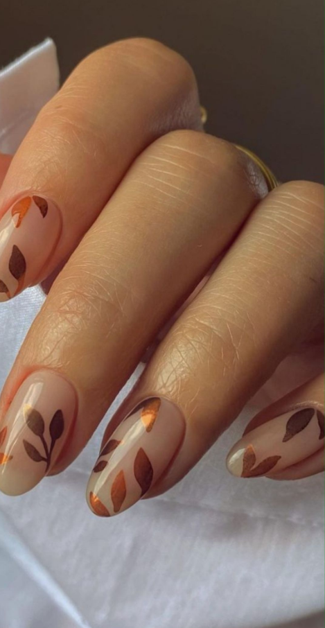 Fall Leaf Nail Art Ideas Fal Levaes Nail Art Nail Art Nail Designs Fall Nail Designs Fall Nail Art Cute Nails For Fall