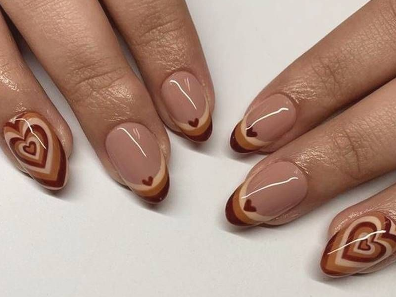 Fall Nail Ideas Brown Nail Art Heart Nails Brown Nails Design Brown Nails Brown Acrylic Nails Almond Acrylic Nails