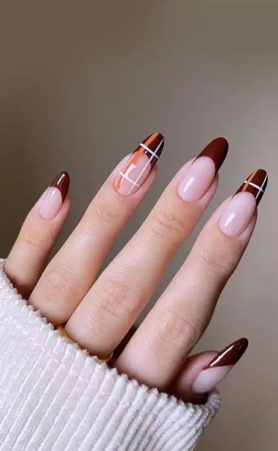 Fall Nail Ideas Autumn Manicure Madness To Spice Up Your Tips Stylish Nails Plaid Nails French Nails Nail Designs Plaid Nail Designs Gel Nails