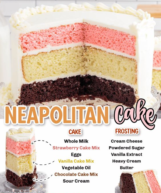 Neapolitan Cake Desserts Recipes Easy Homemade Cakes Cake Recipes Crunch Cake Cupcake Cakes