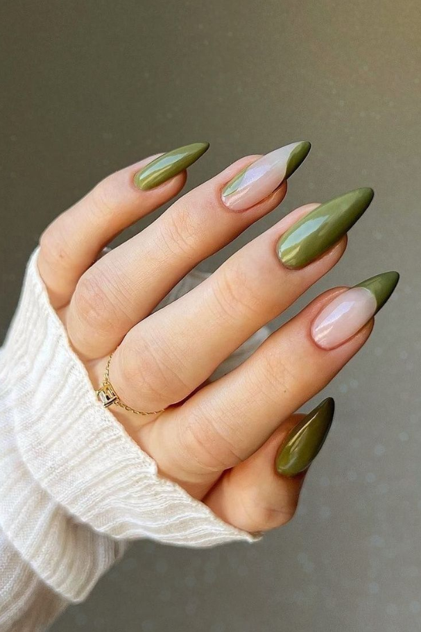 Olive Green Nails My Fave Casual Nails For 2024 Green Nails Stylish Nails Olive Nails Gel Nails Simple Nails Green Acrylic Nails