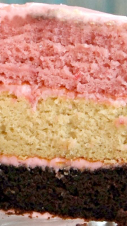 Recipe 3 Layer Neopolitan Birthday Cake Cake Recipes Neopolitan Cake No Bake Cake Cake Desserts Homemade Cakes Savoury Cake