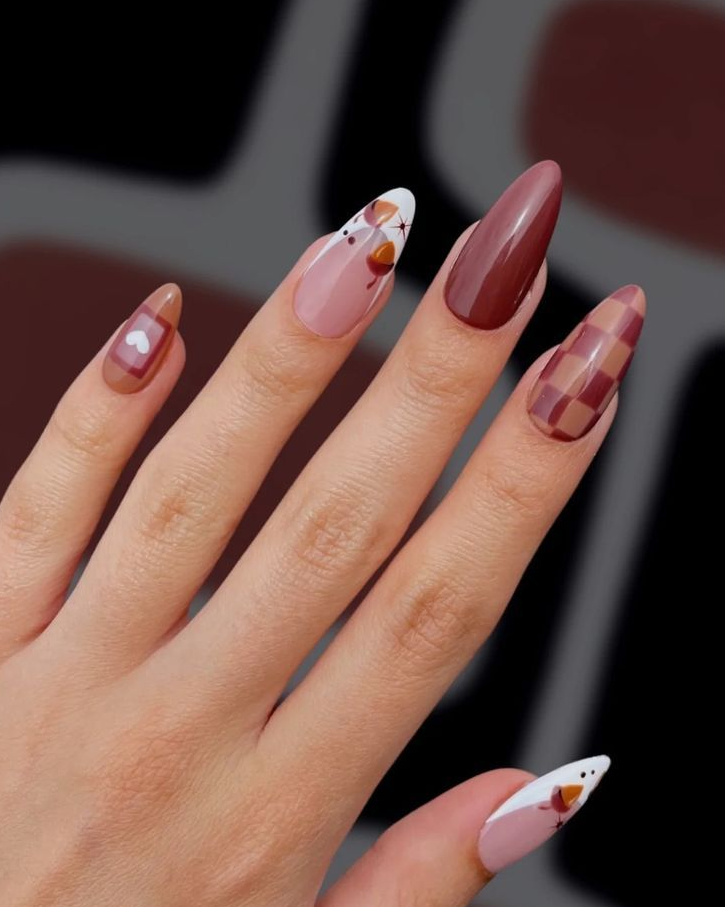 Retro Style Brown Aesthetic Acorn Nail Cute Nail Designs Autumn Nails Thanksgiving Nails Cool Nail Designs Nails Inspiration Nail Art