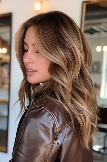 Ash Brown Waves With Mushroom Blonde Highlights