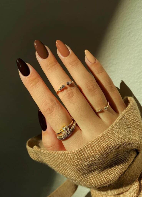 Beige To Dark Brown Mani