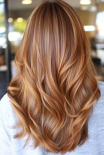 Golden Caramel Balayage Layered Waves