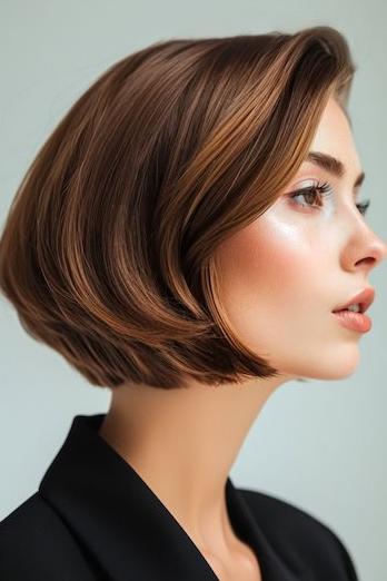 Piecey Textured Chestnut Brown Bob