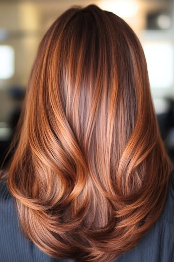 Soft Layers In Chestnut Brown With Honey And Caramel Highlights