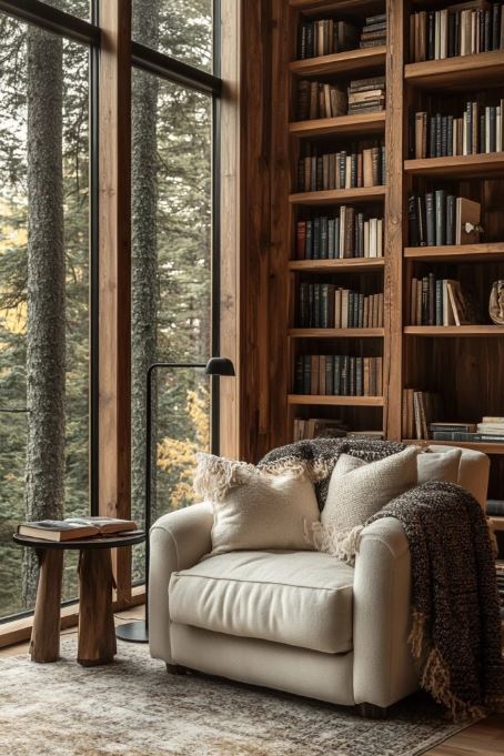 Cozy Contemporary Cabin Reading Corner