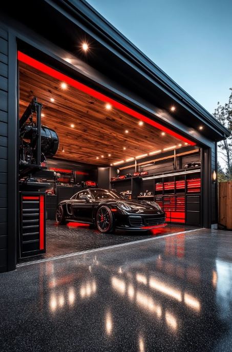 High Tech Modern Cabin Garage