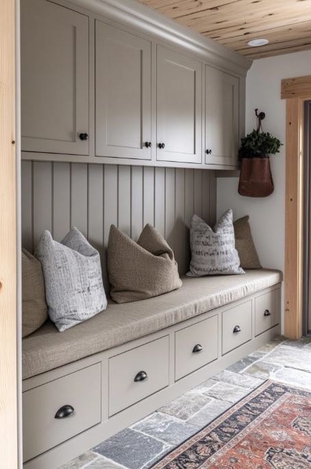 Modern Cabin Mudroom With Functionality