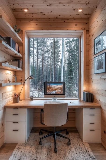 Modern Cabin Office Nook