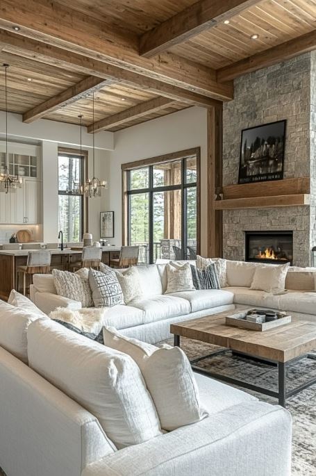 Open Concept Cabin Family Room