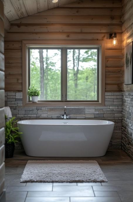 Tranquil Modern Cabin Spa Bathroom