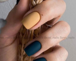 Trendy Fall Nail Designs To Wear In 2020 - Blue and mustard nails