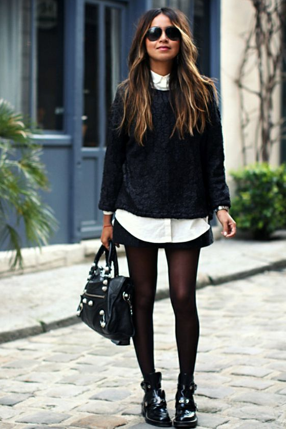 Mode Femme With Le look black and white de Sincerely Jules avec des boots rock sa tenue à shopper - Taaora - Blog Mode, Tendances, Looks