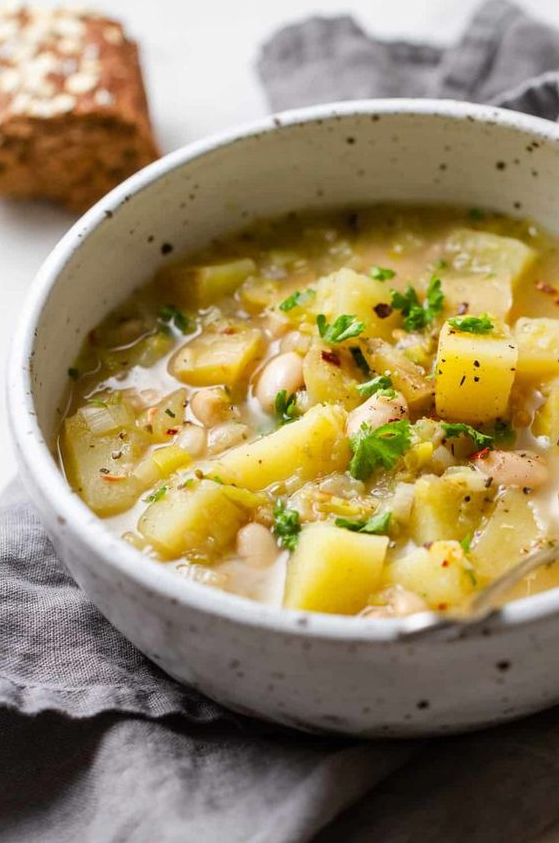Potato Soup With Potato, Leek + White Bean Soup