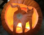 Pumpkin Carving Ideas With The cats arsehole has a halo
