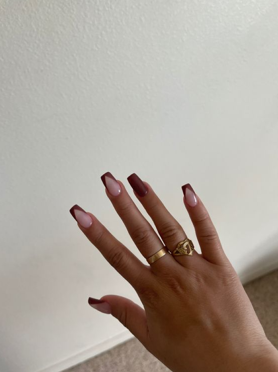 Simple Fall Nails With Brown French Tip Nails