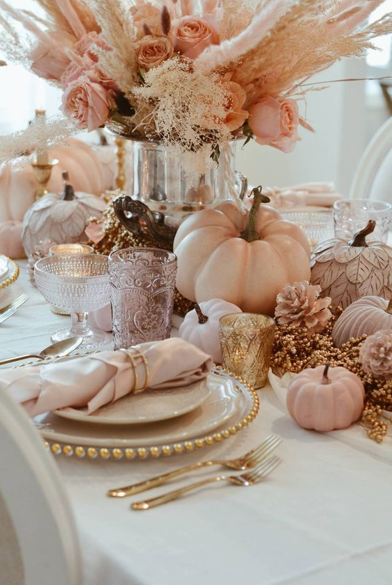Thanksgiving Table Settings With Pastel Thanksgiving Table Decor