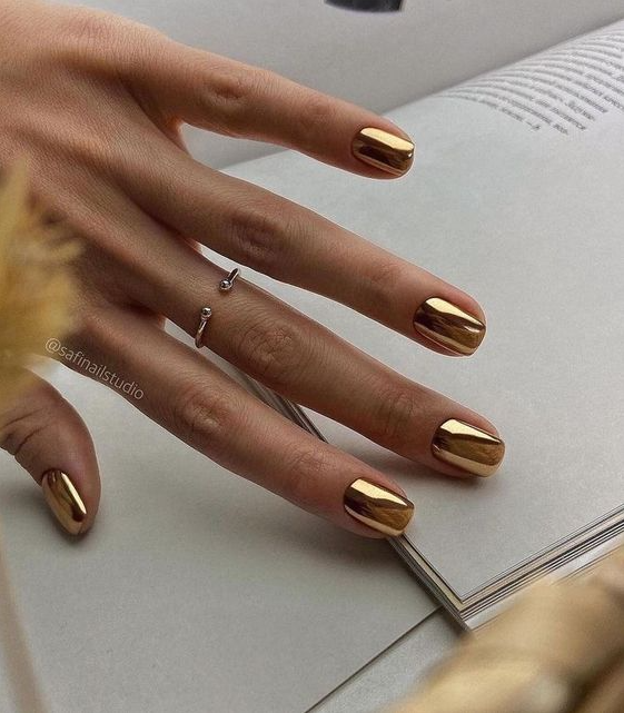 November Nails Designs With Gold Nails