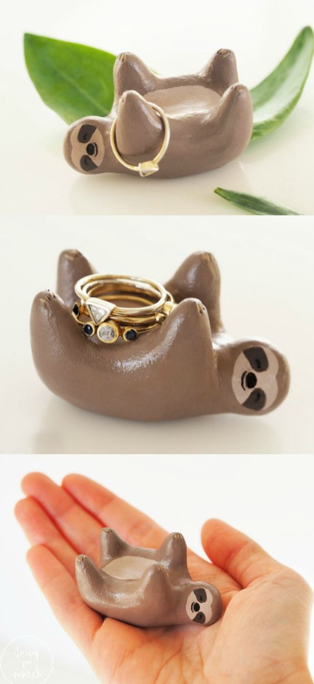 Cool Things To Make With Clay - Sloth ring holder
