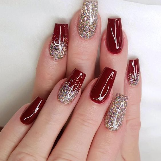 Gel Nail Designs For Winter   Long Nail Glitter Colour Collection