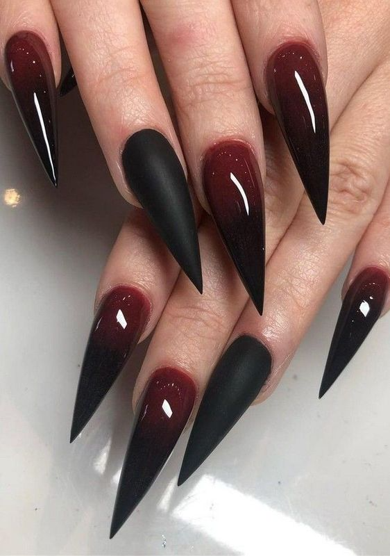 Goth Acrylic Nails - goth acrylic nails red black