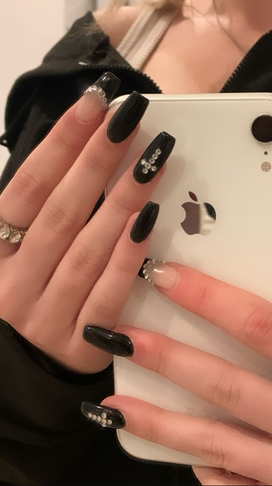 Goth Acrylic Nails - goth acrylic nails simple black