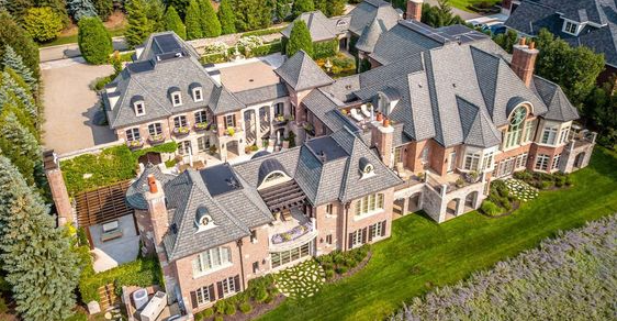 Huge Houses - Bloomfield Hills megamansion includes two story library eight car garage