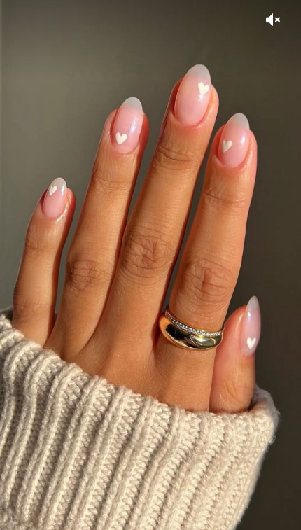 Nails For Engagement Pictures   White Hearts