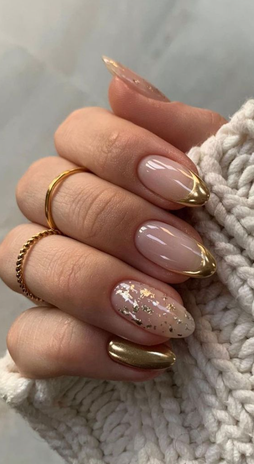 Nails French Tip Almond Nails For A Cute Spring Update Metallic Gold French Tip Nails