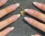 Nails With Gems   Medium Actylic Nails With Gems Nails With Glitter French Tip Acrylic Nails