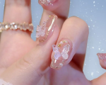 Pretty Nails Pink - Baby Pink Collar Plastic Blingbling 3D Nails Embellished Beauty Tools