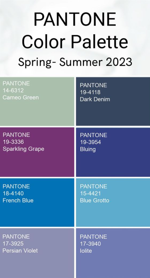 Spring 2023 Fashion Trends - Color Palette Spring Summer 2023