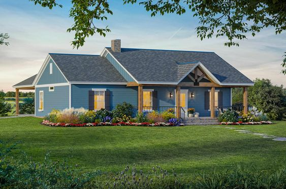 3 Bedroom Home Floor Plans One Level - Plan 51197MM One-level Country Cottage with Split-bed Layout