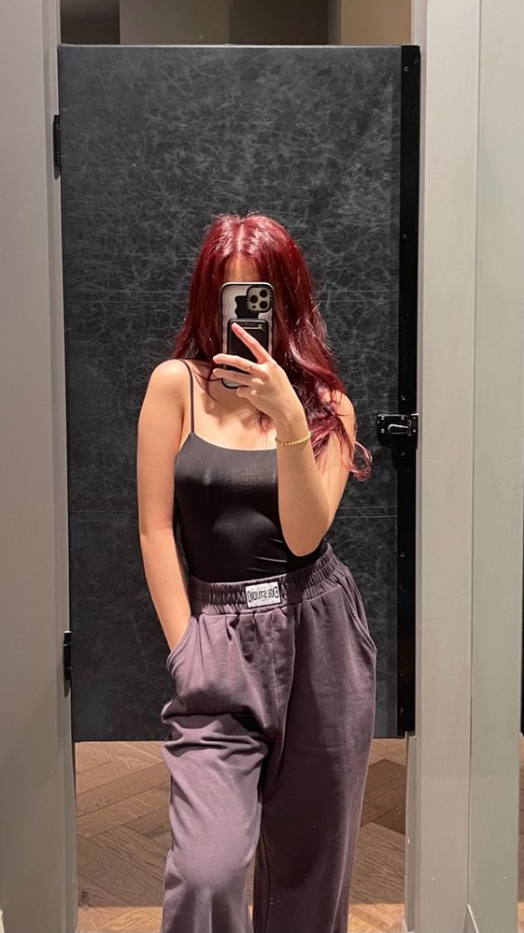 Hair Appointment Outfit   Hair Burgundy Red Outfit Mirror