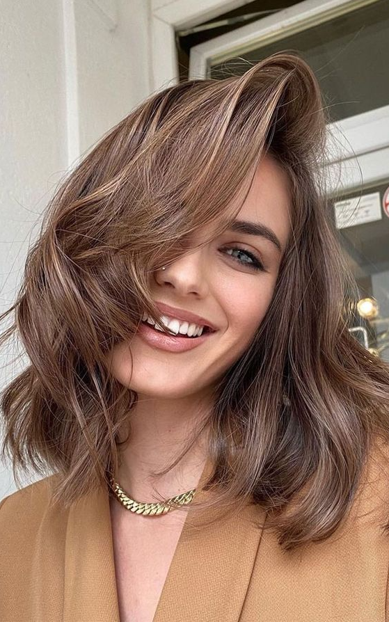 Hair Color Ideas For Blondes   Hottest Brown Hair Colour Shades For Stunning Look Lob Haircut With Mushroom Brown