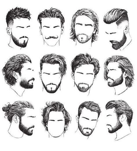 Hair Styles Drawing   Highly Detailed Hand Drawn Mens Hairstyles Vector