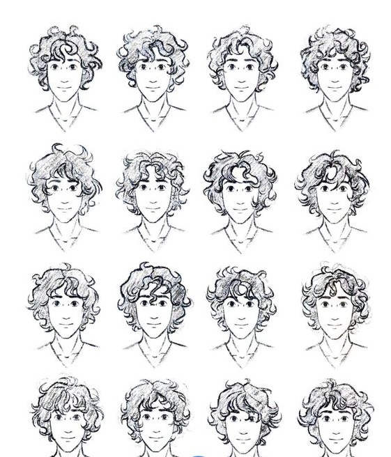 Hair Styles Drawing - short curly hair reference